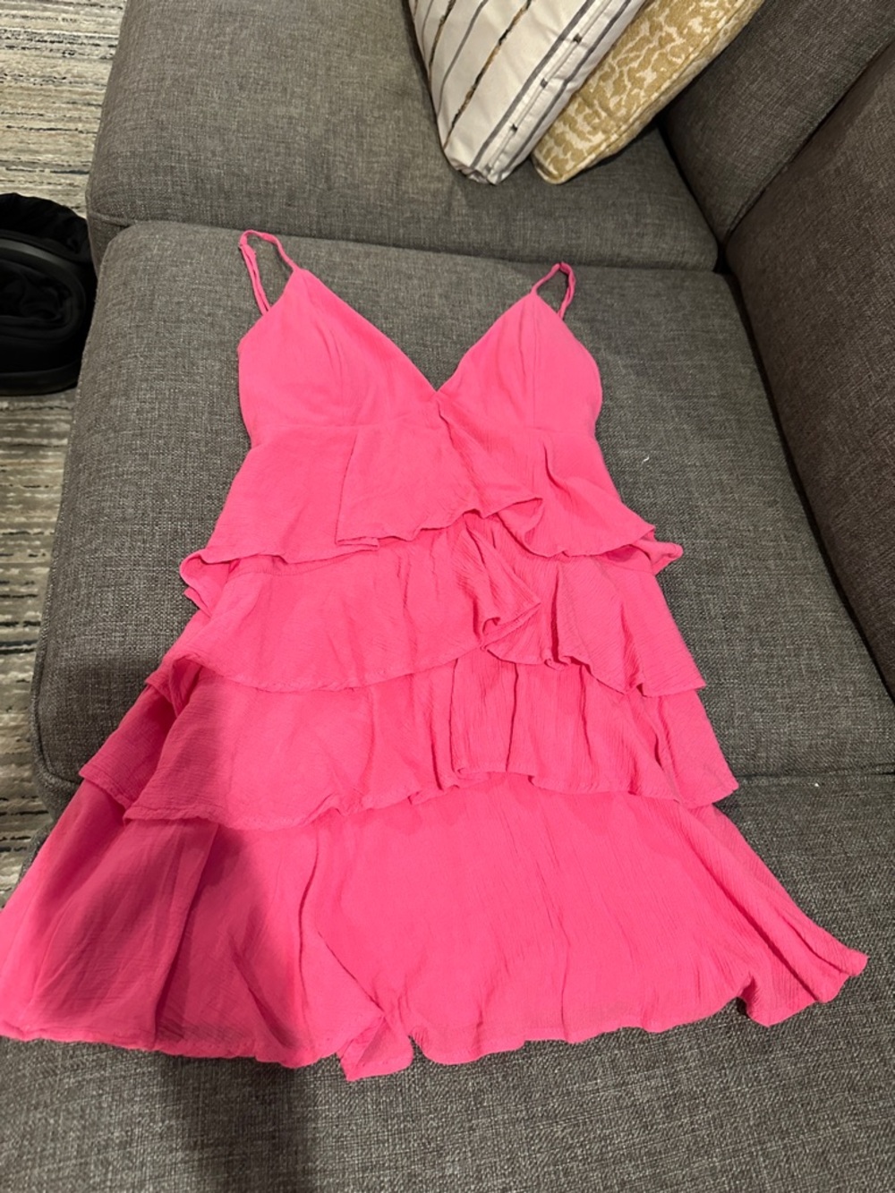 Hollister Hot Pink Tiered Mini Dress
